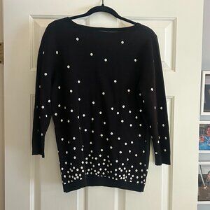Ann Taylor Factory black sweater with white polka dots